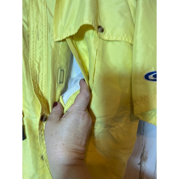 Drake Yellow Short Sleeve Fishing Shirt Size M - Picture 2 of 5